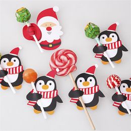 50st / Lot Cartoons Santa Claus Paper Lollipop Cards DIY Lollipop Gift Package Decor Christmas Decoration 2022 /2023 Navidad Nyår FY3992 C1024