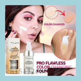 Foundation 30Ml Tlm Colour Changing Liquid Foundation Makeup Change To Your Skin Tone By Just Blending Er Concealer Drop Delivery 202 Dhk0C