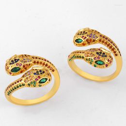 Wedding Rings Listing Women Open Multicolor Micro-inlaid Zircon 2022 Fashion Exaggeration Snake Type Gold Ring Jewelry