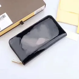 Designers woman wallet glossy patent leather solid embossed classic long wallets purse luxurys card holders female zipper coin purses clutch