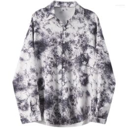 Women's T Shirts Harajuku Korean Tie-dye Gradient Men And Women Shirt Long Sleeve Dark Loose Wild Couple Tops Streetwear Oversize