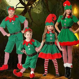 Stage Wear Christmas Cosplay Comes for Kids Girls Elf Grinch Dress Xmas Party Green Santa Claus Performance Clothing with Hat Unisex T220901