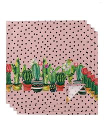 Table Napkin Wave Dot Cactus Watercolour 4/6/8pcs Cloth Decor Dinner Towel For Kitchen Plates Mat Wedding Party Decoration