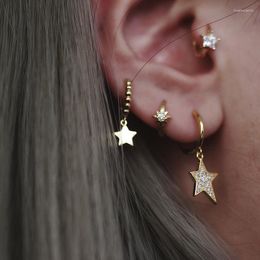 Hoop Earrings WTLTC Simple Ins Stylish Cubic Zircon Star Round For Women 1CM Small Tiny Eaar Piercing Huggies Charms