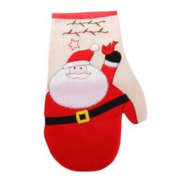 Christmas Baking Heat-Resistant Oven Mitts Kitchen Grilling Anti-scalding Oven Gloves Santa Claus Snowman Tray Pot Dish Bowls Mitt Holder RRA149