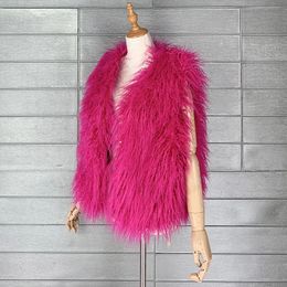 Fashion Colorful Mongolia Sheep Fur Vest Women Spring Autumn Faux Fur Vests Female Sleeveless Fluffy Furry Coat