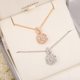 Chains 2022 Top Brand Pure 925 Sterling Silver Jewellery Women Rose Flower Diamond Pendant Necklace Lovely Design Fine Luxury Quality