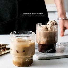 Mugs 6/4/2/1Pcs American Coffee Heat-Resistant Glass Cups Transparent Tea Water Cup for Drinking Milk Beertea Juice Tumblers Y2210