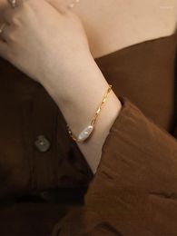 Link Bracelets Natural Baroque Freshwater Pearl Bracelet Ladies High-end Design Temperament Jewelry Trend