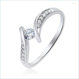 Wedding Rings Wedding Rings Huitan Timeless Style Sier Color Womens Ring With Brilliant Cubic Zircon Fancy Crystal Classic Eternity D Dhha2