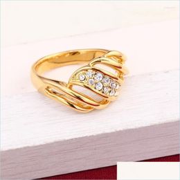 Wedding Rings Wedding Rings Gold Ring Engagement High Quality Crystal With 24K Colorwedding Brit22 Drop Delivery 2022 Jewelry Dhrvt