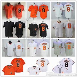 Movie Mitchell and Ness Baseball Jersey Vintage 8 Cal Ripken Jersey Stitched Breathable Sport Sale High Quality Man black grey orange white