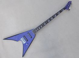 5 Strings Purple V Electric Bass Guitar with Rosewood Fretboard 24 Frets Can be Customized