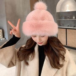 Berets Cute Winter Faux Fur Hat Women Thick Warm Russian Cap Female Fashion Solid Windproof Snow Ski Ear Protection Beanie