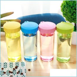 Water Bottles Transparent Casual Cup Plastic Water Bottle Portable Tumbler Men Women Student Lovely Mini Lovers Valentines Day Glass Dhnsg