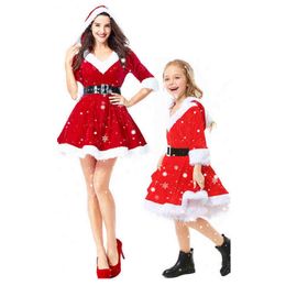 Stage Wear YESKIGU Christmas Children Clothes Girl Dress Cosplay Red SantaClaus One Piece TUTU Dress Come Child Festivals Party Dresses T220901