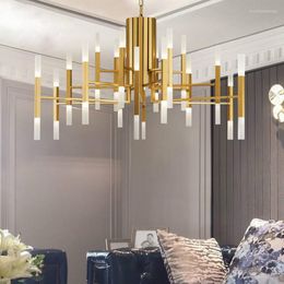 Chandeliers Modern Fashion Design Led Chandelier Art Decor Tube G4 Pendant Suspended Light Chain Hanging Lamp Lighting Fixtures For Room