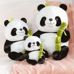 25-50CM Sitting Panda Plush Toys Cute Panda With bamboo Stuffed Animal Kawaii Dolls Soft Pillows Kids Christmas Gift