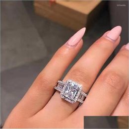 Wedding Rings Wedding Rings Ramos Luxury Zircon Engagement Ring Female Square Geometry Austria Crystal Romantic For Women Party Gifwe Dhbir
