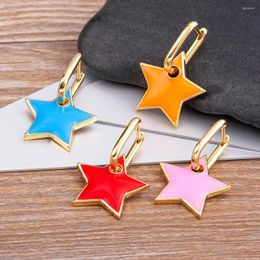 Dangle Earrings AIBEF Korean Style Star Shape Drop Candy Colors Enamel Dripping Oil For Women Girl Trendy Jewelry