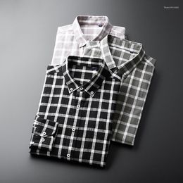 Men's Casual Shirts 2022 Autumn Men's Cotton Long Sleeve Shirt Classic Plaid Loose Business Plus Size Clothes 5XL 6XL 7XL