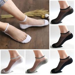 Men's Socks 1 Pair Ultra-Thin Ice Silk Breathable Sock Summer Men'S Cotton Bottom Business Teen Short Tube Low Cut Insible