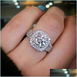 Wedding Rings Wedding Rings Shiny For Women Big Cubic Zirconia Sier Colour Finger Engagement Female Jewellery Anelwedding Brit22 Drop De Dhhqs