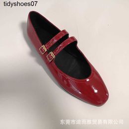 The Row Flat Leather New Genuine Shoes Mary Jane Women's Shoes Small Style Double Strap Single Shoes French Elegance D0xn U5it
