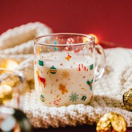 Mugs 450ml Creative Christmas Panda Glass Mug With Handle Breakfast Mlik Coffe Juice Tea Cup Drinkware Holiday Gift Y2210