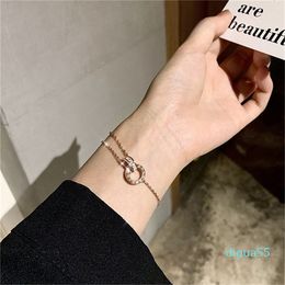 Charm Bracelets Fashion diamond ring interlocking Roman numerals Charm