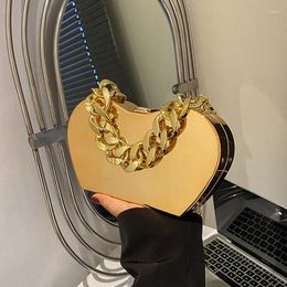 Evening Bags 2022 Fashion Women Gold PVC Box Shoulder Designer Chain Crossbody Small Purses And Handbag Shiny Party Clutch
