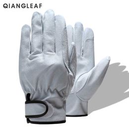 Cycling Gloves QIANGAF Industrial Work Mechanic Protection Men Breathab Thin ather Safety Outdoor Worker Whosa 527 L221024