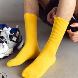 Men's Socks Men's Solid Colour Thickened Medium Length Cotton All Sports Towel Bottom Plus Size Casual Terry