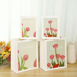 Gift Wrap 1Pcs Paper Festival Bag Portable Handbag Tulip Flower Packaging Birthday Christmas Wedding Party Favour Box