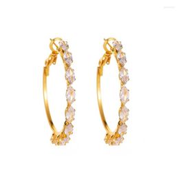 Hoop Earrings ZWPON Fashion Pave Crystal Circle Hollow Gold Silver Colour Alloy For Woman