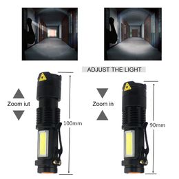 Torches LED Flashlight 2000LM Q5 Mini COB Torch 14500 Adjustable Zoom Focus Torch USB T6 18650 Penlight