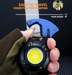 Usb Rechargeable Mini lantern powerful Outdoor warning Lights Pocket COB Flashlight Keychain Magnetic Work Lights Camping Lamp Tool