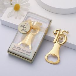 50PCS Birthday Party Giveaways 15th Design Silver/Gold Beer Openers in Gift Box Wedding Anniversary Presents Digital 50 Bottle Opener
