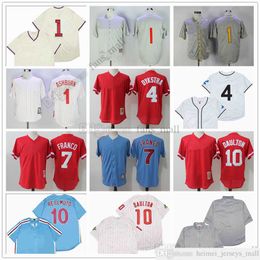 Movie Mitchell and Ness Baseball Jersey Vintage 1 Richie Ashburn Jersey 7 Maikel Franco 10 Darren Daulton 4 Dykstra Stitched Breathable