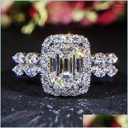 Wedding Rings Wedding Rings Huitan For Women Brilliant Cubic Zirconia Engagement Female Accessories Fancy Proposal Ring Gift Trendy Dhmck