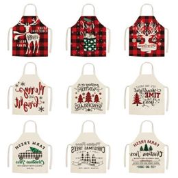 Christmas Apron Linen Home Kitchen Sleeveless Smock Parent-child Party Decorative Apron RRB16605