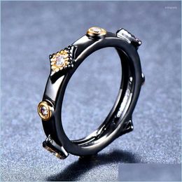 Wedding Rings Wedding Rings Unique Style Male Female Finger Ring Fashion Black Gold Round Vintage Engagement For Men And Womenweddin Dhk78