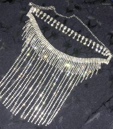 Choker Fringe Necklace Rhinestone Collar Tassel Scarf Statement Trendy Crystal Dangle Club Wear Party Fashion Jewellery For Women