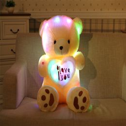 50-90cm Luminous Creative Light Up LED Teddy Bear Stuffed Animals Plush Toy Colourful Glowing Christmas Gift for Kid