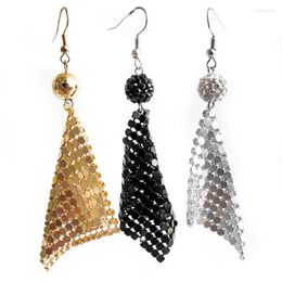 Dangle Earrings Shine Disco Ball Sequins Tassel Drop Exaggerated Geometric Club Metal Square Mesh Dangling Pendant