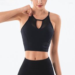 Yoga Outfit Tennis Crop Top Women Fitness Sports Bra With Pad Hollow Out Tops Strappy Gym Wear Breathable Stretchy High Impact