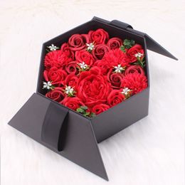 Creative hexagonal rose Decorative flower Gift Box Wedding Decorations Mother's Day Valentine's Day