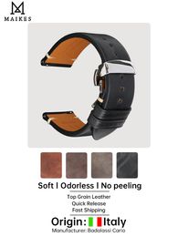 Watch Bands Quick Release band Vintage Vegetable Tanned Cow Leather Made in Tuscany Italy Bracelet Butterfly Buckle Strap 221024