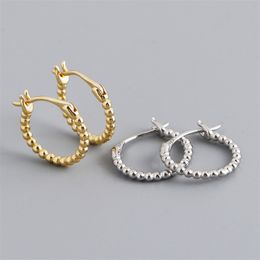 Authentic 925 Sterling Silver Hoop Earring Geometric Circle Bead Shape Earrings For Female Women Fine Jewellery