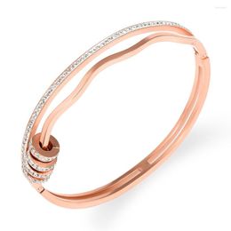 Bangle 2022 Special Design Double Layer Cross Rose Gold Bracelet Bangles Trendy Stainless Steel Cuff For Women Jewellery Gift